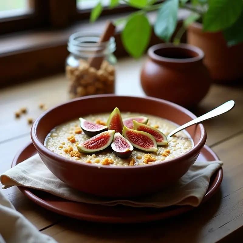 Desayuno de Gachas de Amaranto con Leche de Avellana y Higos Frescos: Receta Mexicana Sin Gluten