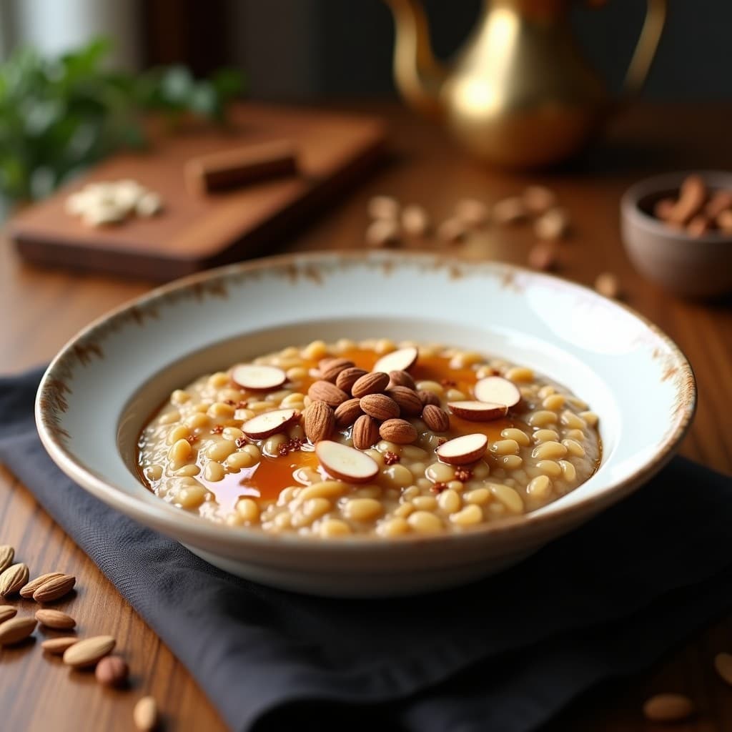 Gachas de Avena y Café Turco: Desayuno Energético con Toque Árabe