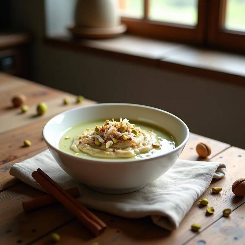 Gachas de avena nocturna con chía y leche de pistacho: Desayuno sin cocinar