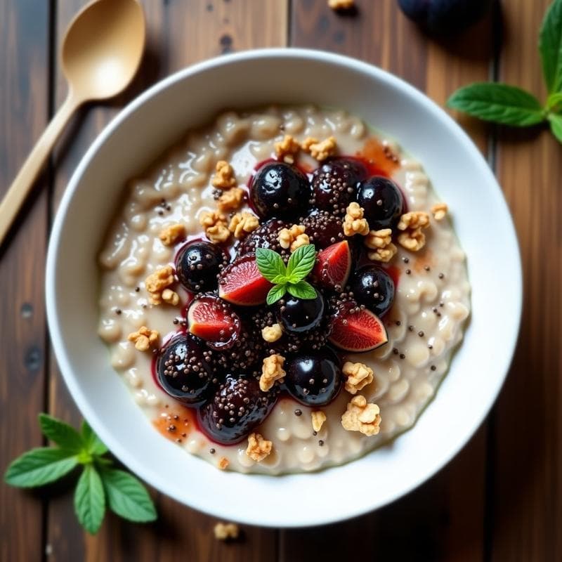 Gachas de Avena Nocturna con Compota de Higo Negro: Desayuno Detox y Saciante