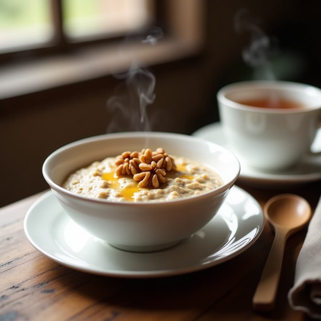 Gachas de Avena con Infusión de Earl Grey y Nueces: Desayuno Británico Reconfortante