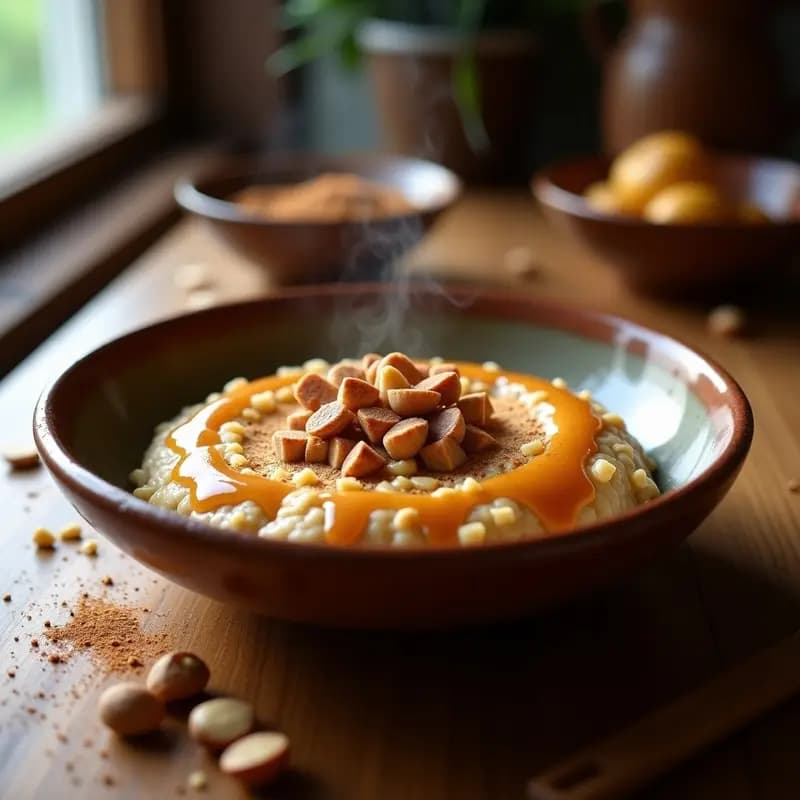 Gachas de Avena con Polvo de Maca y Nueces de Brasil: Desayuno Andino Alta en Energía