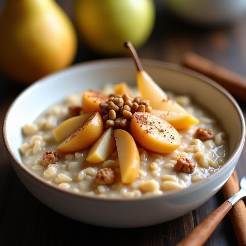 Gachas de Avena con Compota de Peras y Canela: Desayuno Vegano Sin Azúcar