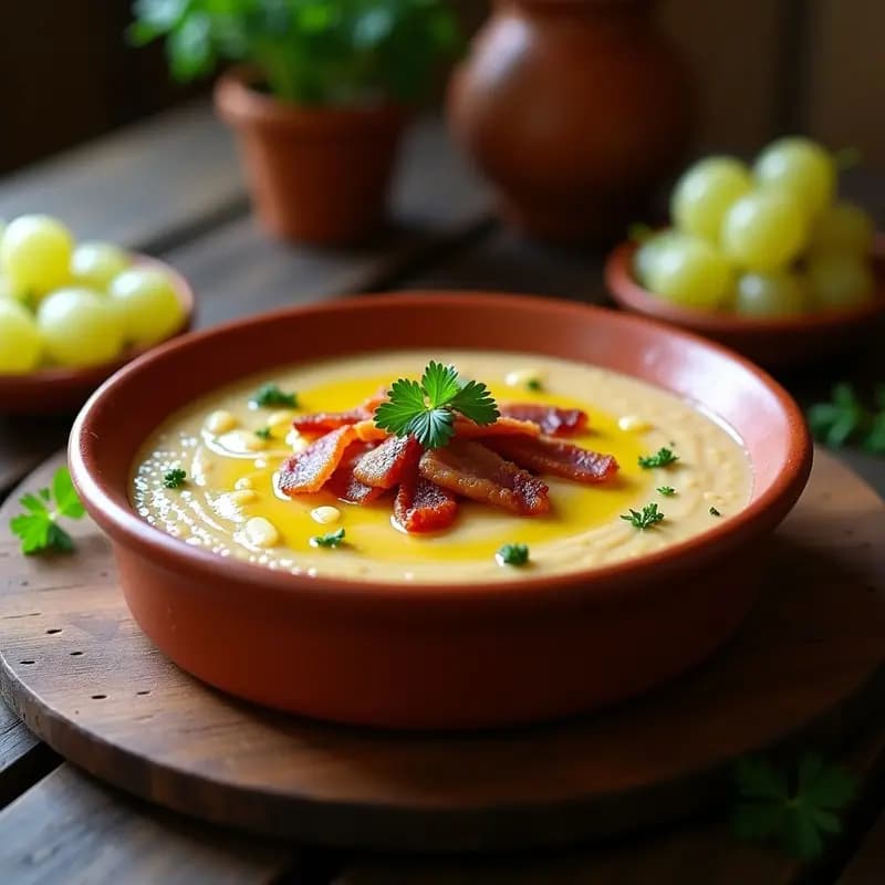Gachas de Harina de Almorta con Bacon y Uvas: Receta de Pastor de La Alcarria