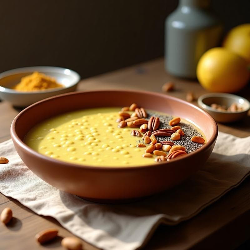 Gachas de Mijo y Cardamomo: Desayuno Árabe Keto con Leche de Cúrcuma y Nueces