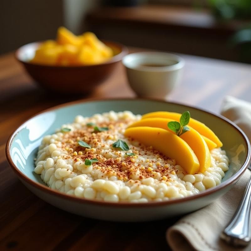 Gachas de Quinoa con Leche de Coco y Mango: Desayuno Sin Lactosa y Alto en Proteína