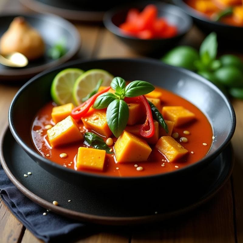 Gaeng Daeng Vegano con Calabaza Kabocha: Receta Tailandesa en Airfryer y Sin Lácteos