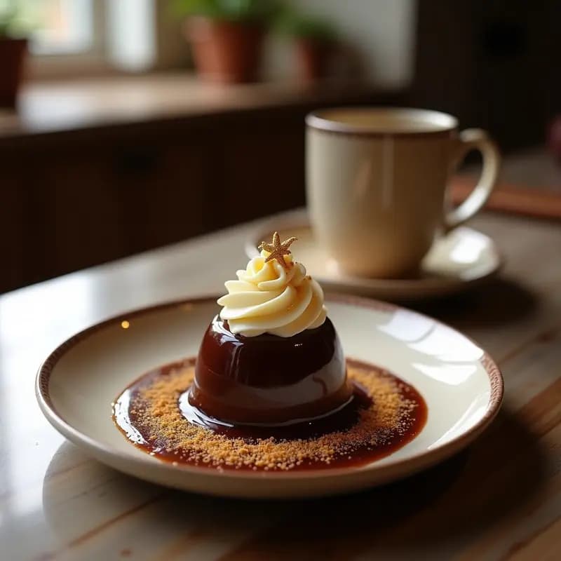Galaxia de Chocolate en Taza: Postre de Microondas con Efecto Marmoleado y Estrellas de Oro Comestibles