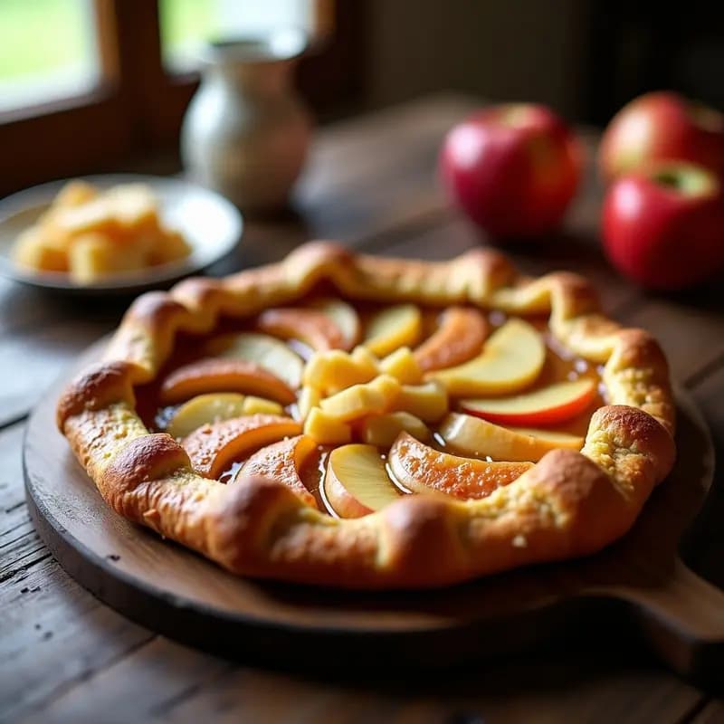Galette Breton con Manzanas Caramelizadas y Queso de Oveja: Postre Francés Sin Azúcar Añadido