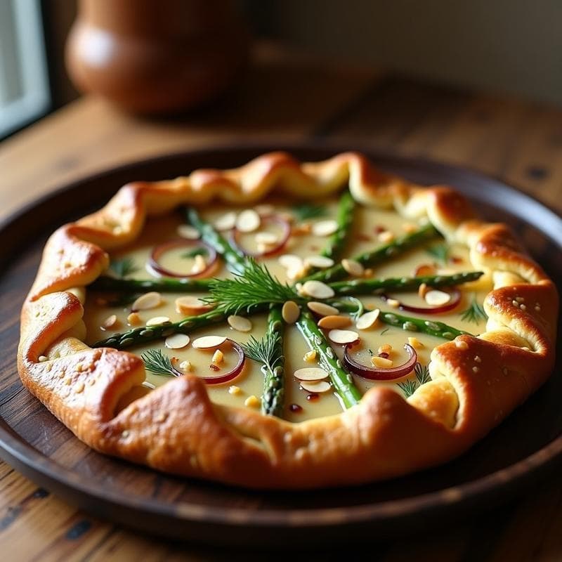 Gallete de Espárragos Blancos y Queso de Cabra: Receta Francesa en Horno con Masa Integral en 25 Minutos