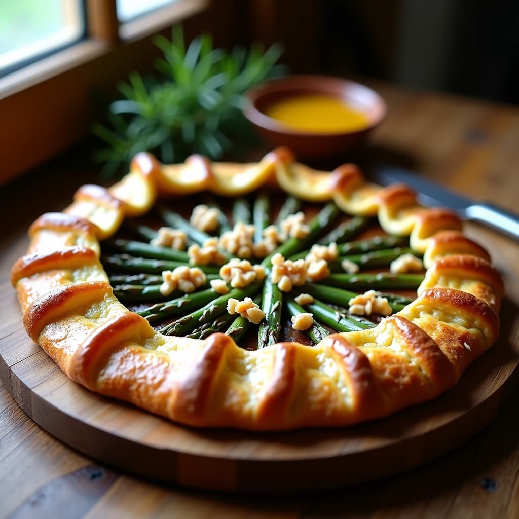 Gallete de Espárragos Morados y Queso de Cabra con Vinagreta de Miel de Agave: Receta Gourmet en Horno
