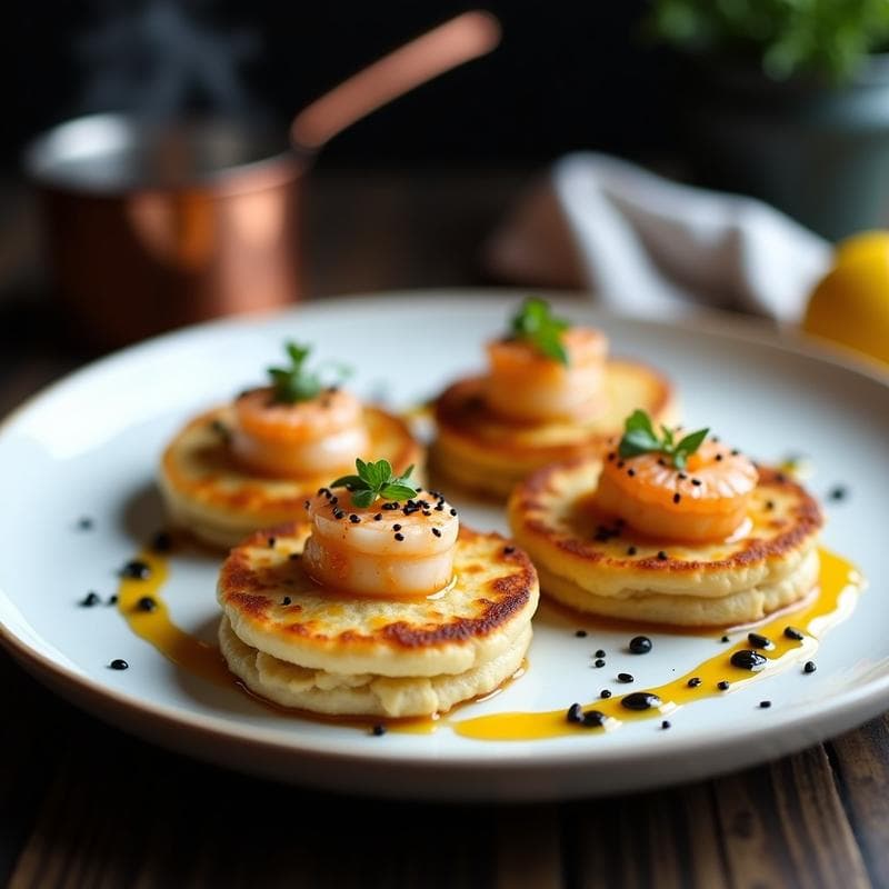 Galettes de Algas y Camarón: Receta Francesa Modernista con Salsa de Yuzu en Thermomix