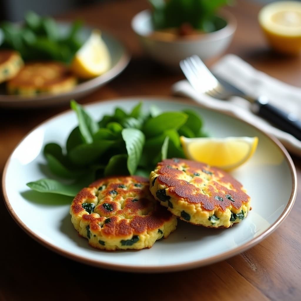 Galettes de Garbanzo con Espinacas y Queso Feta: Aperitivo Mediterráneo Sin Gluten
