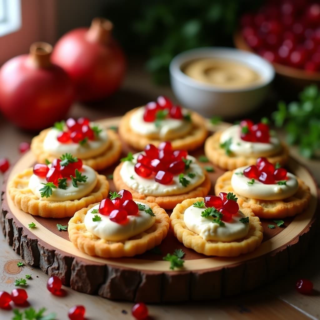 Galettes de Garbanzo con Crema de Hummus y Granados: Aperitivo libanés Sin Gluten