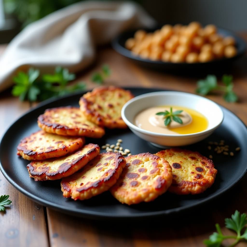 Galettes de Garbanzo y Remolacha con Dip de Tahini: Receta Francesa Vegana y Sin Horno
