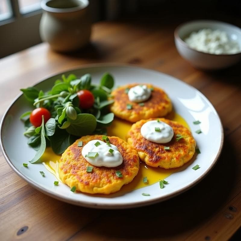 Galettes de Garbanzos y Azafrán con Salsa de Yogur de Coco: Receta Francia-Vegana en Airfryer