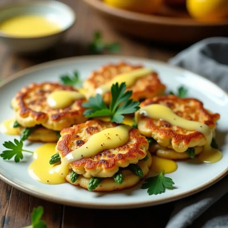 Galettes de Garbanzos y Espárragos con Salsa de Limón Confitado: Receta Francesa Vegana en Airfryer