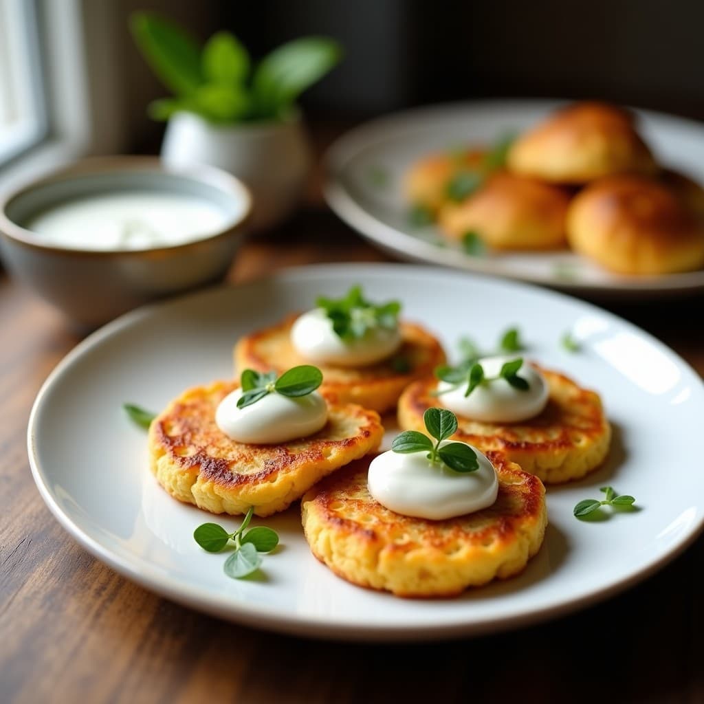Galettes de Mijo y Espinacas con Dip de Yogur de Soja: Entrante Francés Sin Gluten