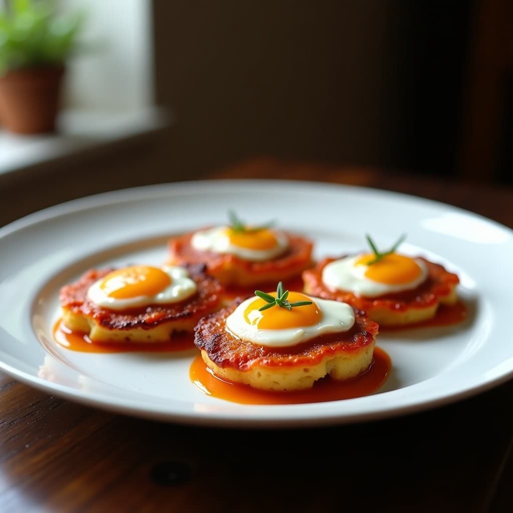 Galettes de Patata y Romesco con Huevo Poché: Receta Francesa en Airfryer