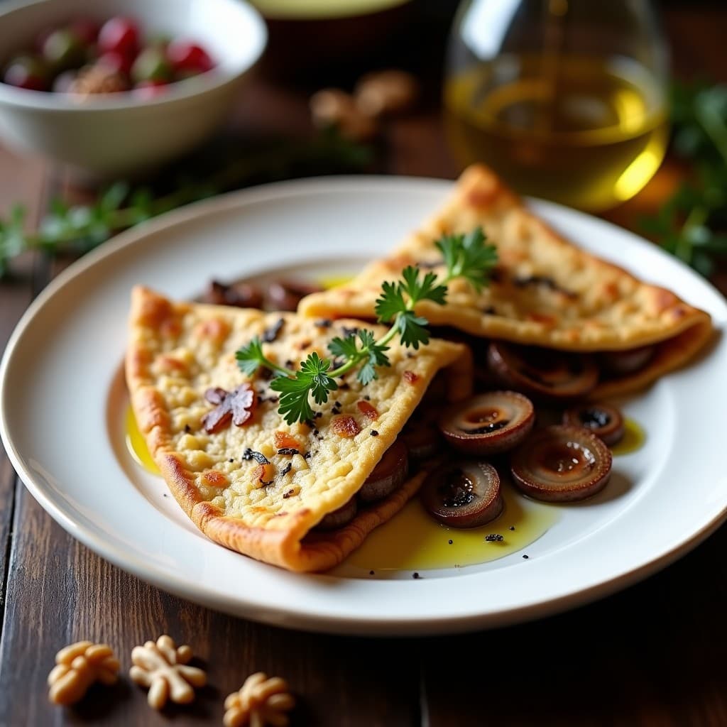 Galettes de Sarraceno con Champiñones y Trufa Negra: Receta Francesa Sin Gluten en Sartén