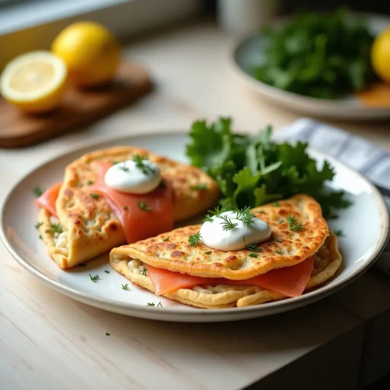 Galettes Bretonas de Sarraceno con Salmón Ahumado y Crema de Eneldo: Receta Francesa Sin Gluten