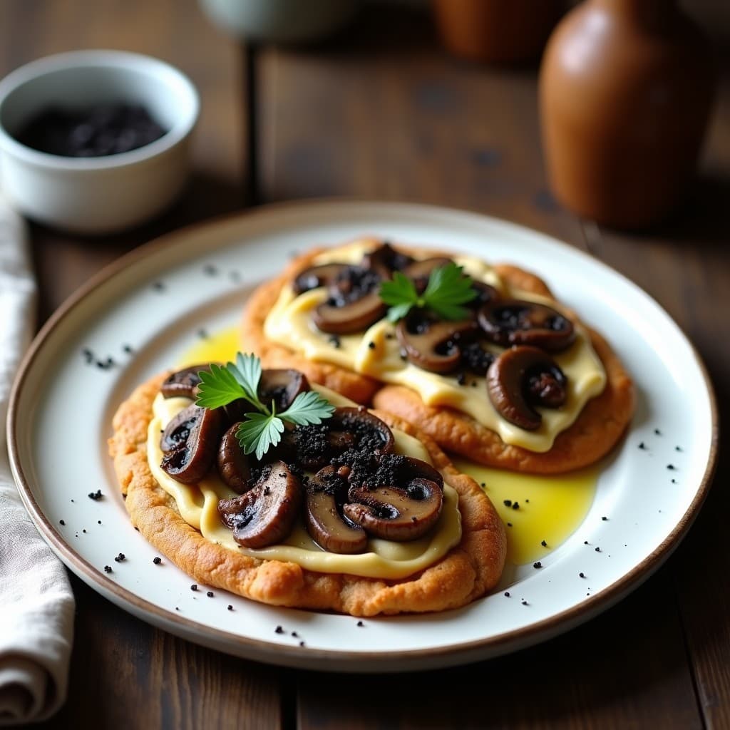 Galettes de Sarrasin con Hongos Shiitake y Trufa Negra: Receta Francesa Sin Gluten