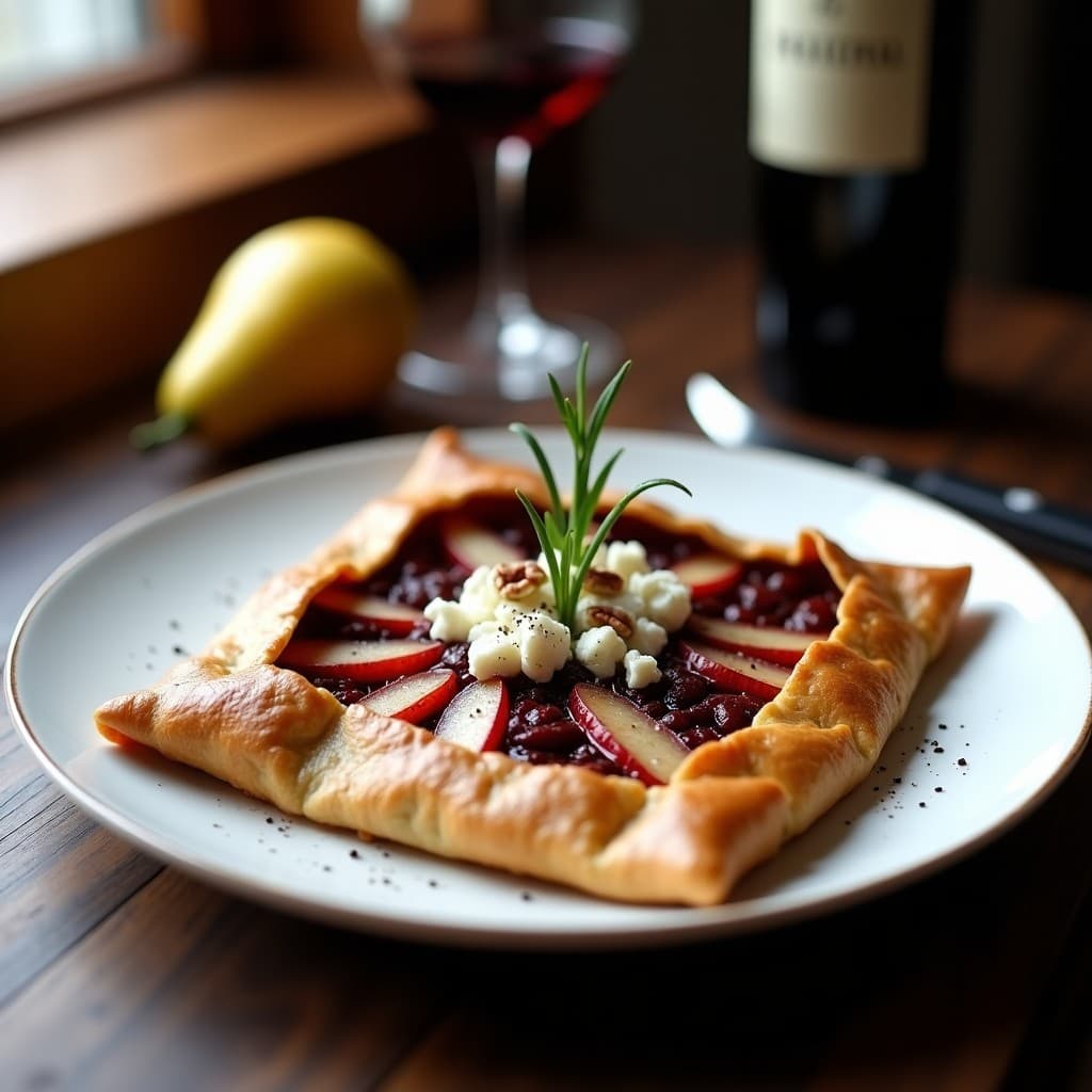 Galettes de Sarrasin con Peras al Vino Tinto: Receta Francesa Sin Gluten para Cenas Elegante