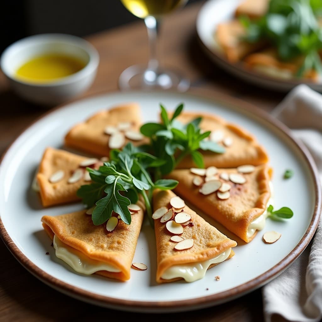 Galettes de Sarrín con Crema de Apionabo y Rúcula: Receta Francesa Sin Harina