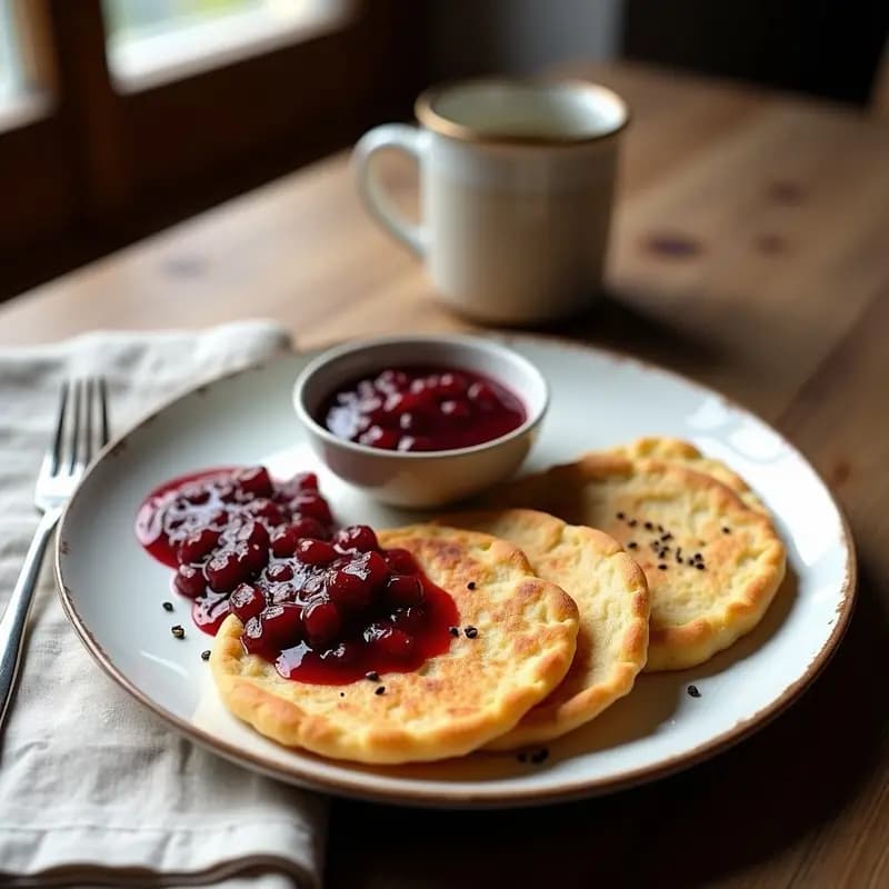 Galettes de Sorgo y Semillas de Amapola con Compota de Ciruela: Desayuno Francés Sin Gluten