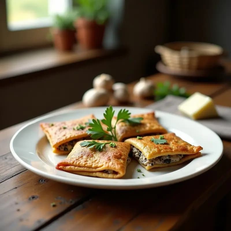 Galettes de Trigo Negro y Relleno de Hongos Portobello con Queso Azul: Receta Francesa Keto