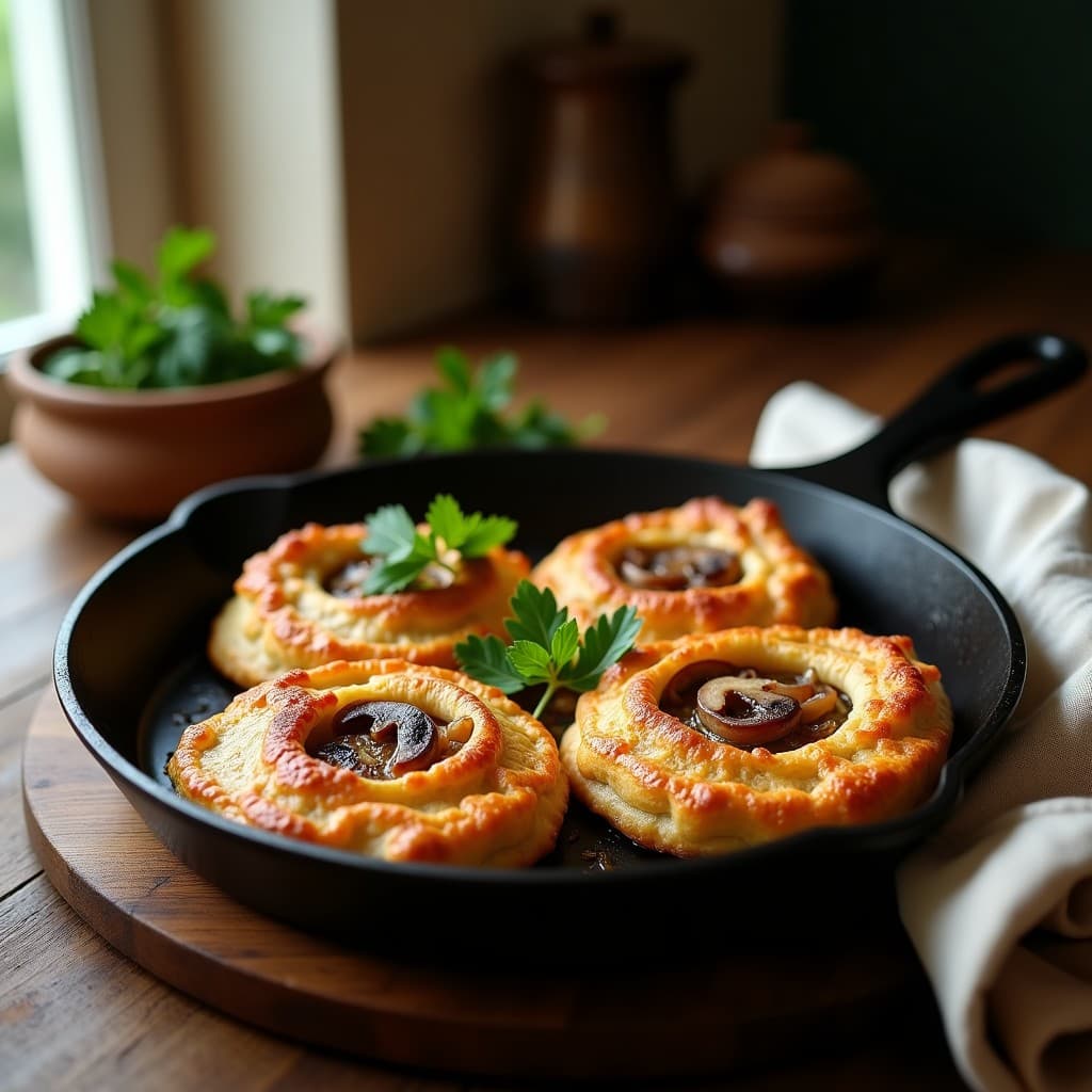 Galettes de Trigo Sarraceno y Setas Shimeji: Entrante Francés Sin Gluten en Sartén de Hierro