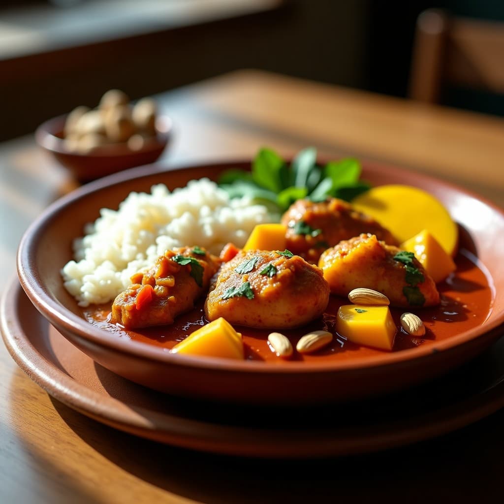 Galinha à Africana con Mango y Cacahuetes: Receta Angoleña en Olla Lenta y Alta en Hierro