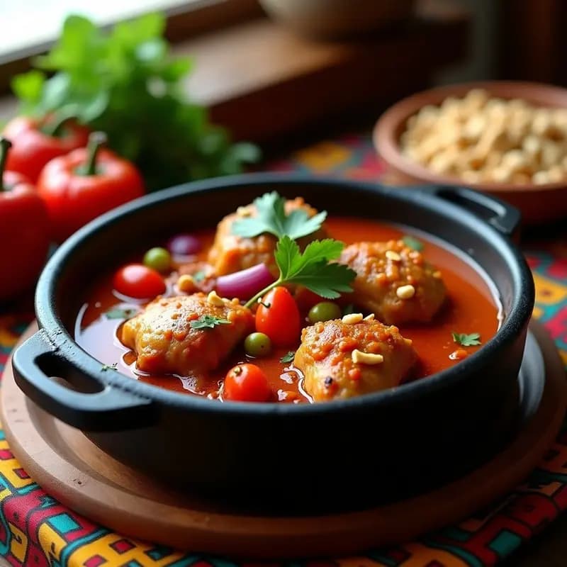 Galinha à Africana: Receta Angoleña de Pollo al Cacahuete y Tomate en Olla