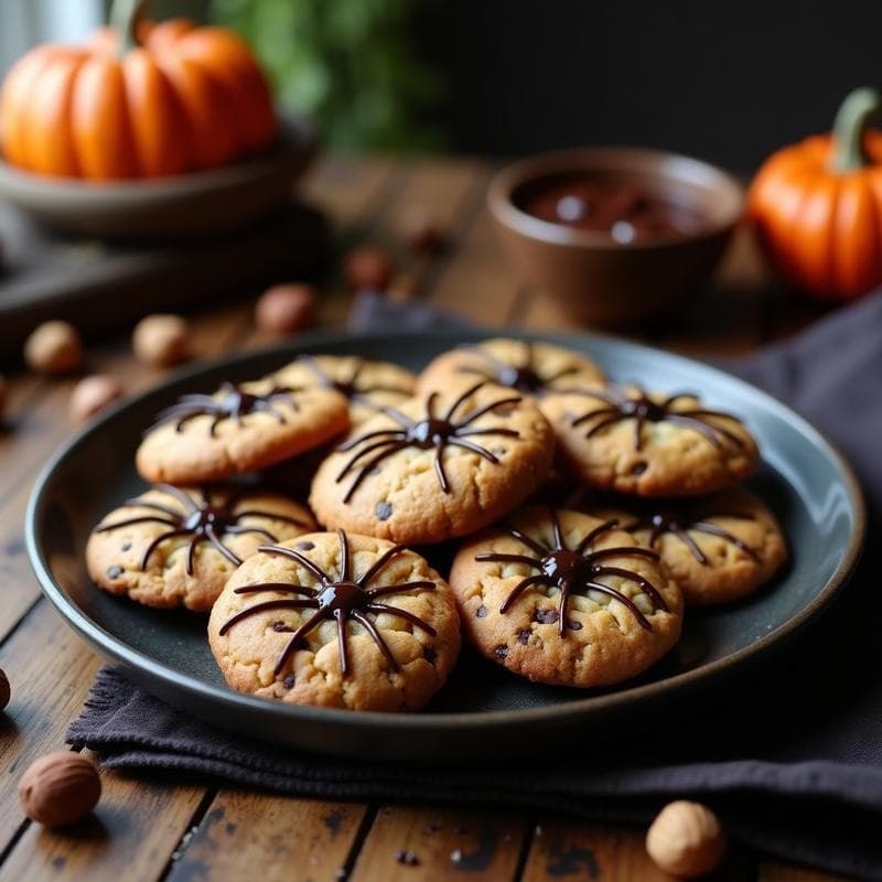 Galletas de Araña de Halloween: Receta con Chocolate Negro y Avellanas en 20 Minutos