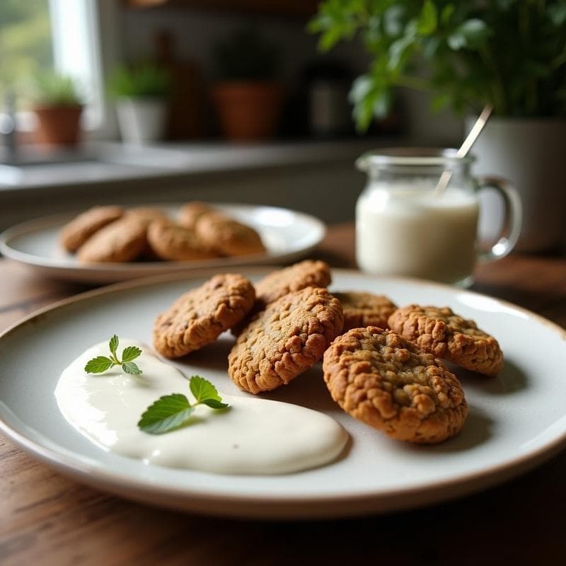 Galleta de Avena y Semillas de Cáñamo con Salsa de Yogur de Coco: Desayuno Keto y Sin Horno