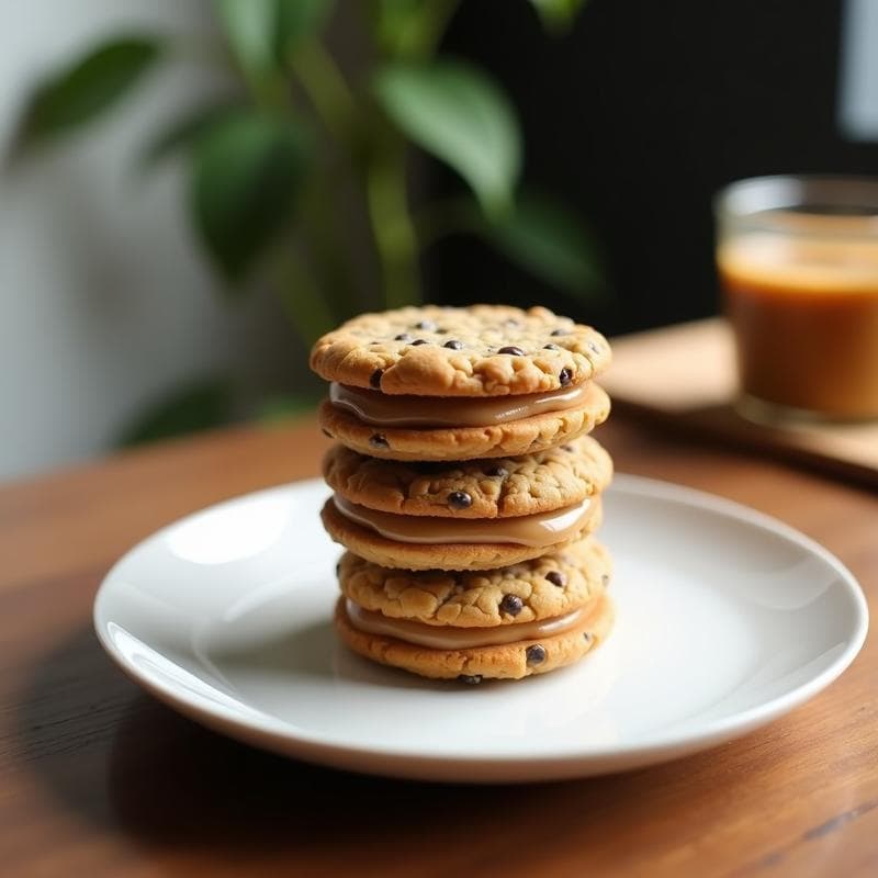 Galleta de Avena y Semillas de Chía con Relleno de Crema de Cacahuete: Postre Sin Azúcar y Alto en Fibra