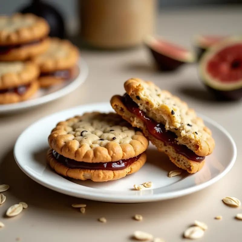 Galleta de Avena con Relleno de Crema de Cacahuete y Mermelada de Higo: Merienda Fit