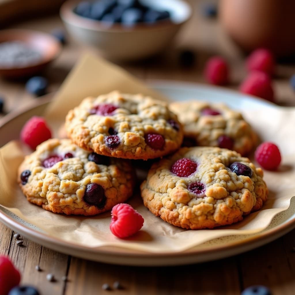 Galleta de Avena y Proteinada de Vainilla con Trozos de Frutos Rojos: Desayuno Keto Sin Harina