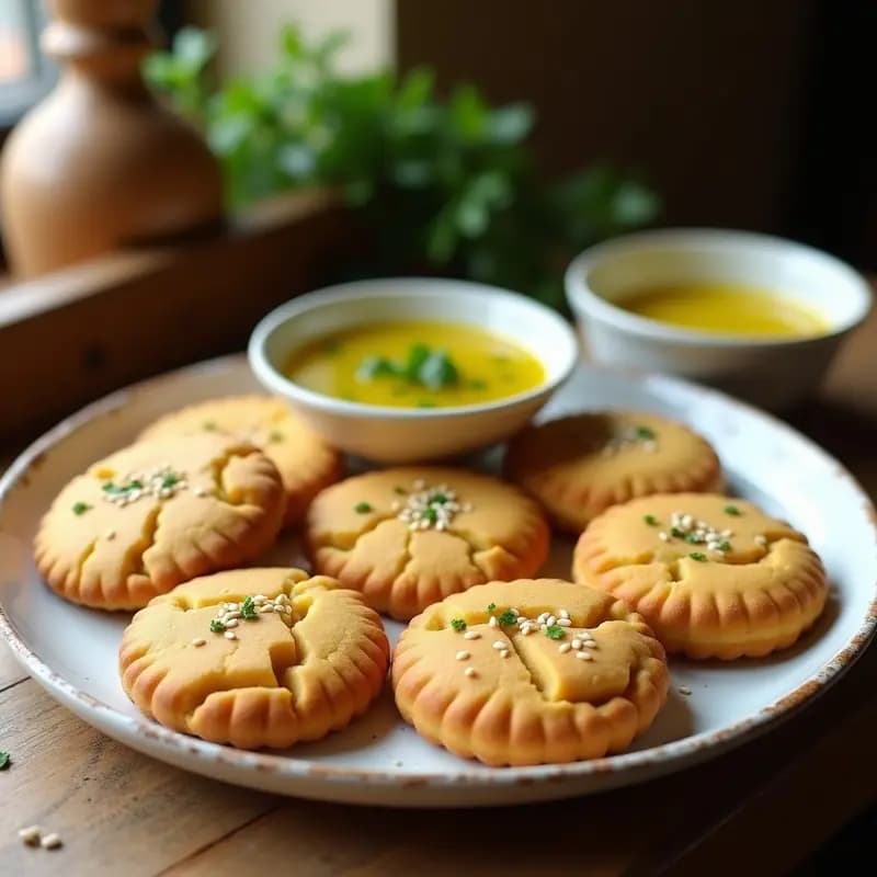 Galleta de Harina de Garbanzo y Romance con Vinagreta de Limón: Entrante Libio Vegano