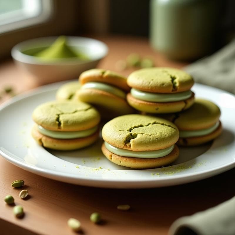 Galletas de Almendra y Matcha Rellenas de Crema de Pistacho: Postre Keto y Sin Azúcar en 20 Minutos