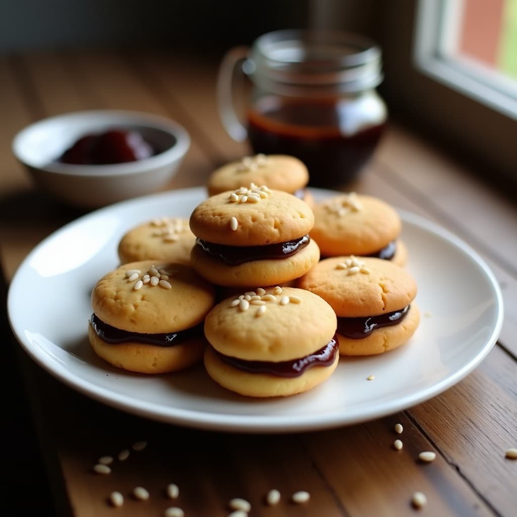 Galletas de Harina de Arroz y Semillas de Sésamo con Mermelada de Higos: Snack Sin Gluten