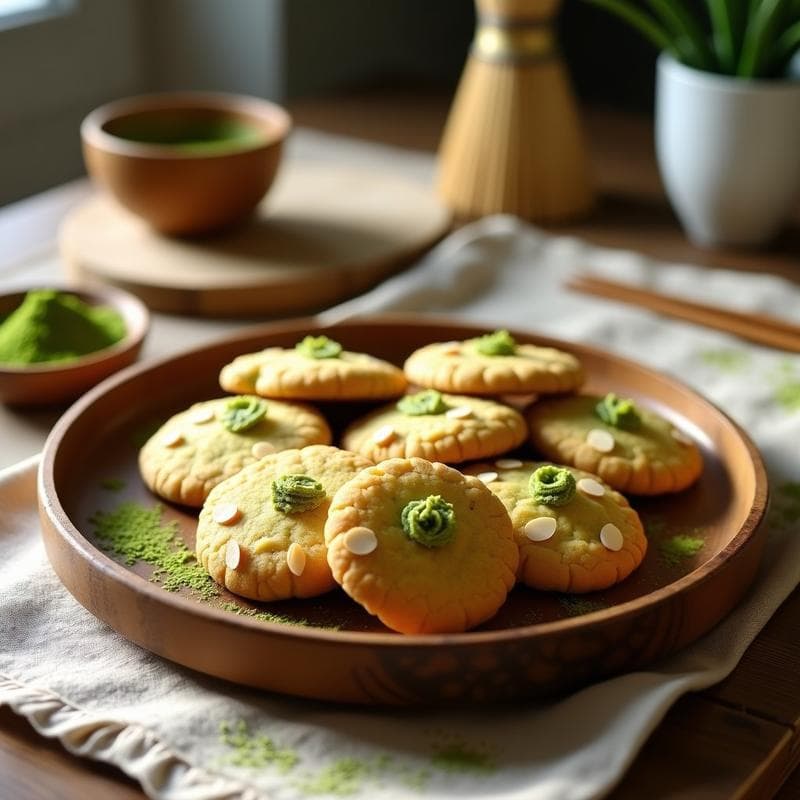 Galletas de Harina de Caña de Bambú y Matcha: Postre Japonés Sin Azúcar