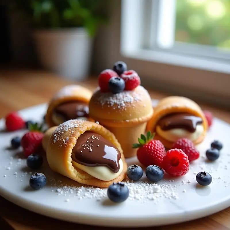 Galletas de Ice Cream Cone con Relleno de Nutella y Frutos Rojos: Postre Crujiente y Cremoso