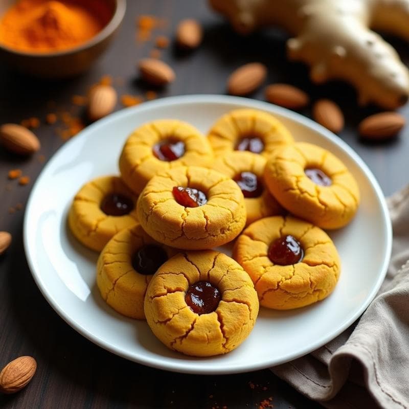 Galletas de Cúrcuma y Jengibre con Nucleo de Dátiles: Snack Antiinflamatorio Sin Harina