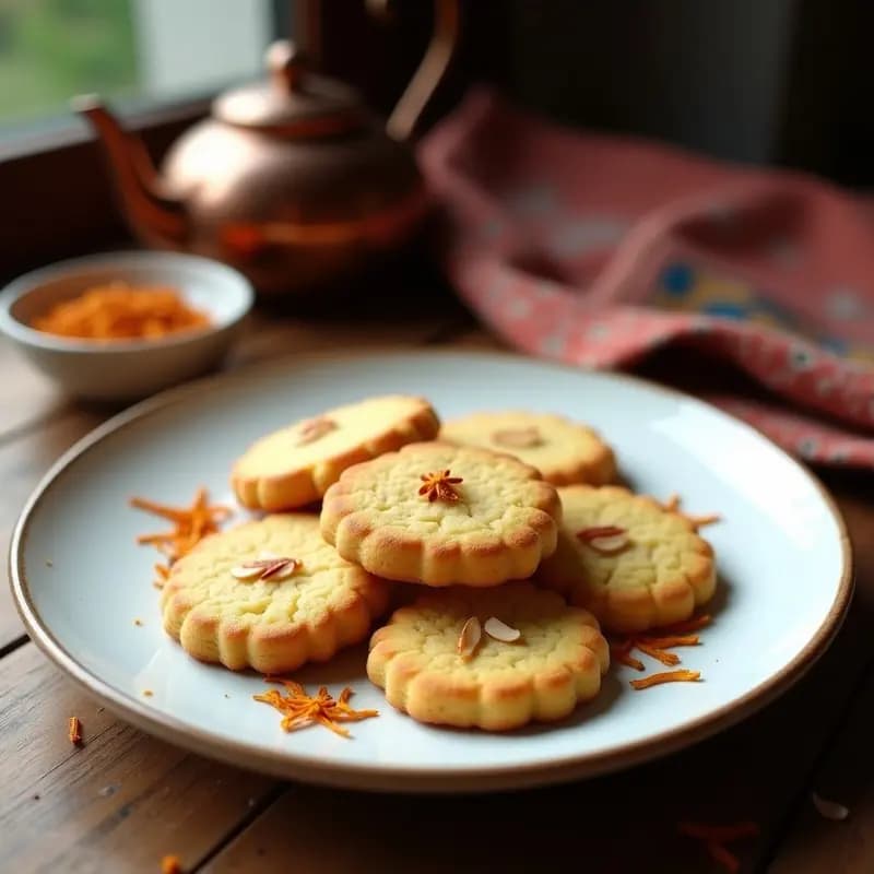 Galletas de Harina de Garbanzo y Azafrán con Virutas de Almendra: Desayuno Persa Sin Gluten