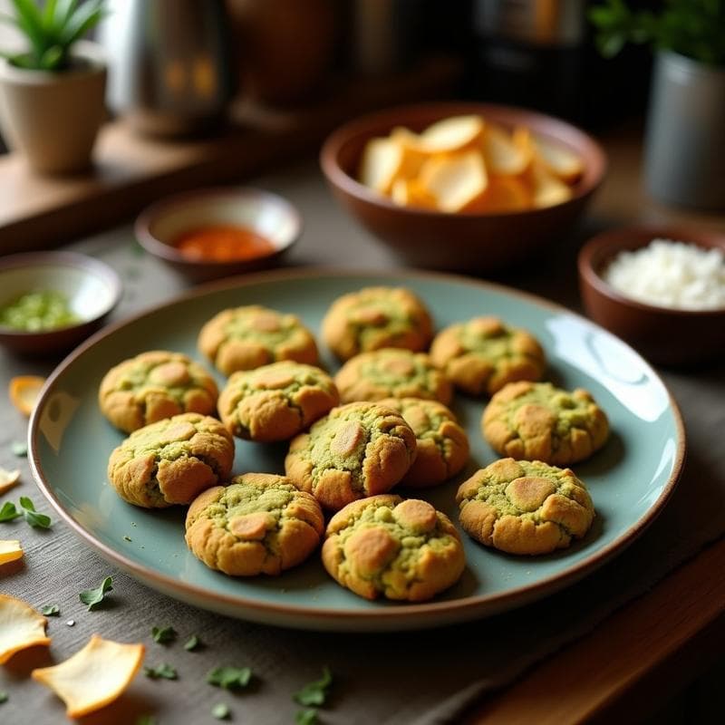 Galletas de Garbanzo y Matcha con Chips de Coco: Snack Vegano Alto en Fibra y Sin Horno