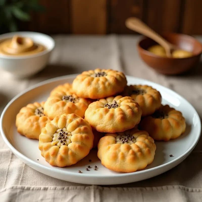 Galletas de Harina de Garbanzo y Tahini con Semillas de Amapola: Snack Árabe Sin Harina