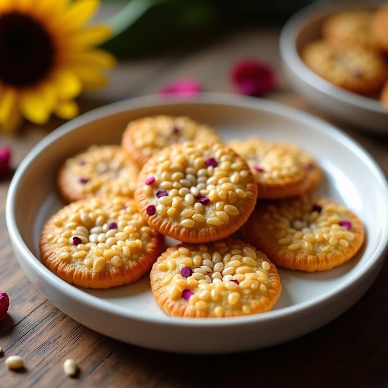 Galletas Saladas de Semillas de Girasol y Rosas: Snack Crujiente Vegano Sin Harina