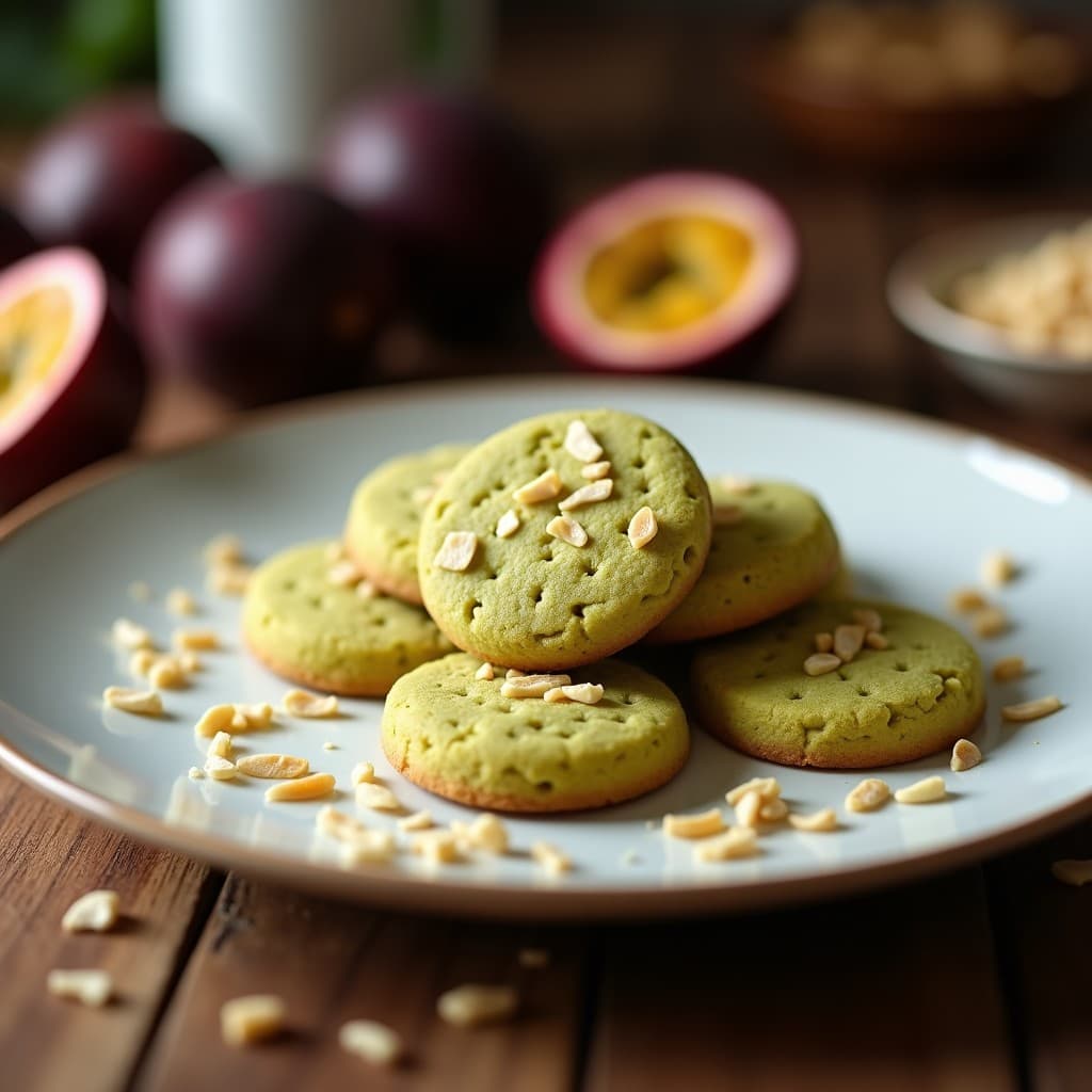 Galletas de Harina de Coco y Matcha con Trozos de Maracuyá: Postre Keto y Sin Lácteos