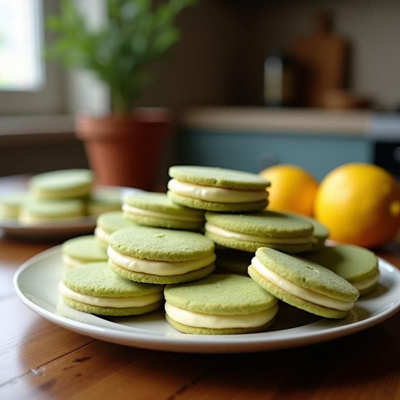 Galletas de Harina de Coco y Matcha con Nucleo de Limón: Snack Vegano y Sin Azúcar